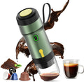 Portable Espresso Machine 3-in-1 Self-Heating Portable Coffee Maker for Travel with Rechargeable Battery Cordless Electric Mini Espresso Maker for RV Hiking Camping Office (Green)