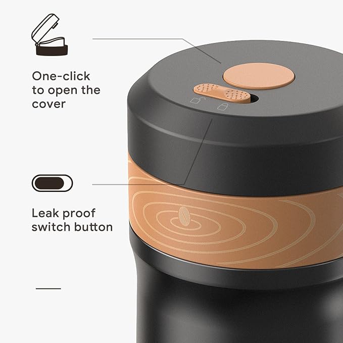 French Press Coffee Maker Stainless steel Portable Coffee Pot for Travel Camping and Everyday use Insulated 14.5 oz (Matte Meteorite Black)