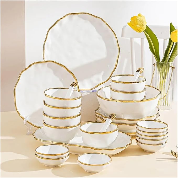 Ceramic Dinnerware Sets Bowl Plates Noodle Bowl Steak Plate Household Ceramic Tableware Combination(31pcs set)