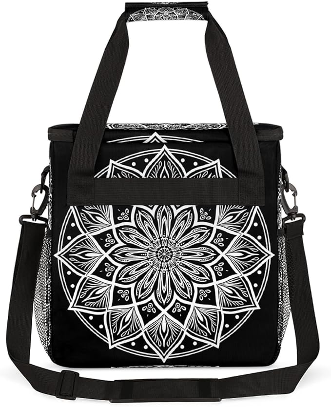 Bohemian Mandala 16 Coffee Maker Carring Bag Travel Carrying Storage Tote Bag Compatible with Keurig K-Mini or K-Mini Plus Portable Single Serve Coffee Brewer Case with Pockets for K-cup Pods