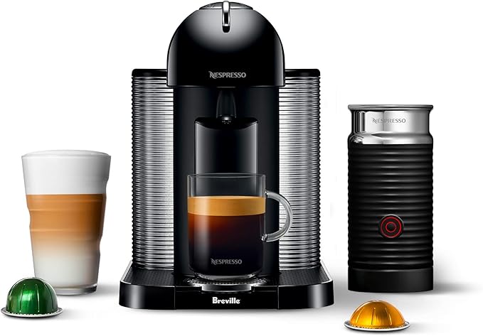 Nespresso Vertuo Coffee and Espresso Maker by Breville Black with Aeroccino Milk Frother