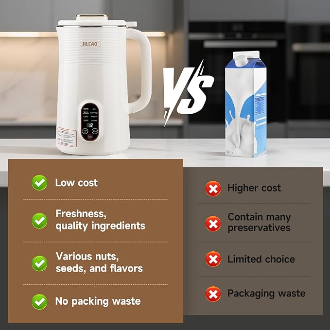 10 in 1 Almond Milk Maker &amp Nut Milk Maker Machine 35oz Automatic Soy Oat Coconut Milk Juice &amp Porridge Maker with 8 Blades Delay Start Keep Warm Boil Water Self-Cleaning Cream
