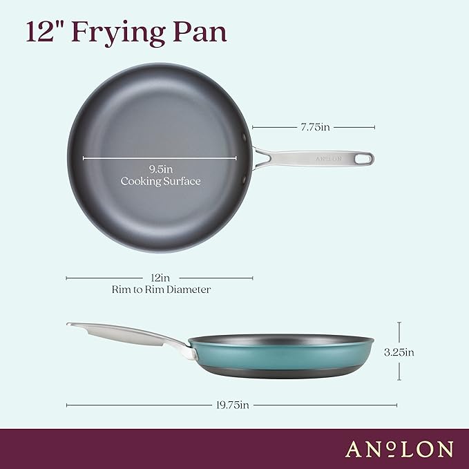 Anolon Achieve Hard Anodized Nonstick Frying Pan/Skillet 12 Inch Teal