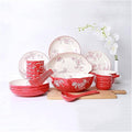 Dinnerware Set Dinnerware Sets 28-Piece Household Plates Set &amp Dishes Set Ceramic Dinnerware Set Red Matte Porcelain Dinner Plate Sets