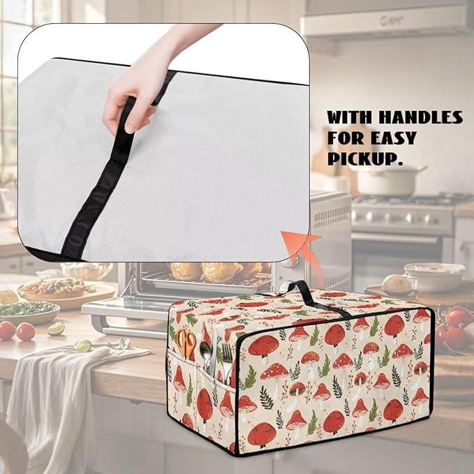 Toaster Oven Cover with Pockets Can Hold Jam Spreader Knife &amp Toast Machine Tongs Dust Fingerprint Protection Covers Keep Your Toaster Oven Pristine Cute Mushroom