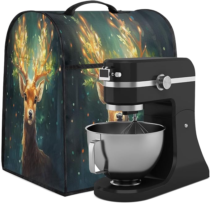 cfpolar Kitchen Aid Mixer Cover Compatible with 6-8 Quarts Animals Deer Christmas Stand Mixer Cover Kitchen Aid Mixers Accessories Appliance Organizer Bag Dust Covers with Zipper Pocket