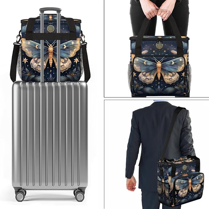 Gothic Butterfly Coffee Maker Carrying Bag Flame Butterfly Travel Storage Bag Compatible with K-Mini or K-Mini Plus Single Serve Coffee Brewer Carrying Case with Multiple Pockets &amp Shoulder Stra