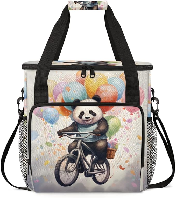 Panda Coffee Maker Carrying Bag Balloon Bicycle Portable Travel Storage Tote Bag Compatible with K-Mini or K-Mini Plus Single Serve Coffee Brewer Carrying Case with Multiple Pockets &amp Shoulder S