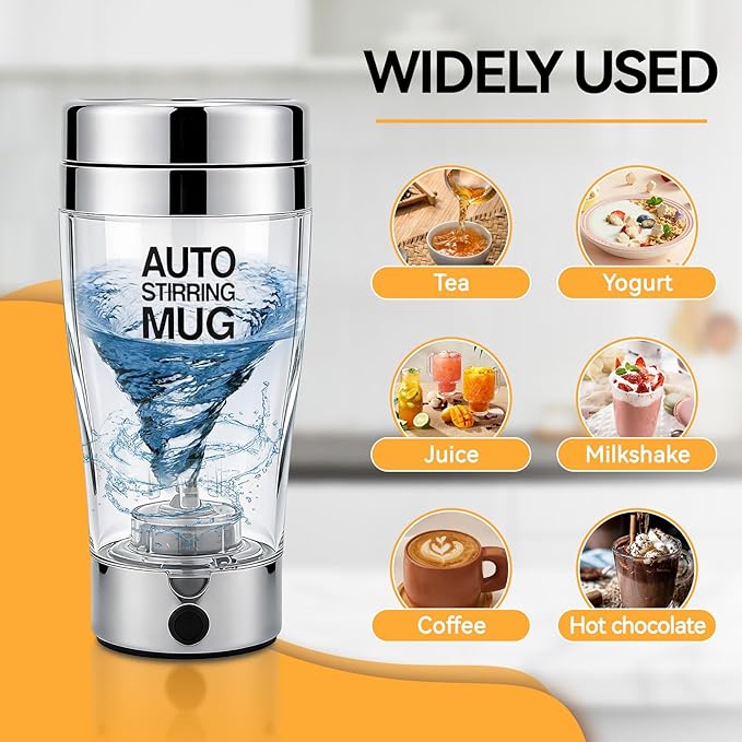 400ml Electric Stirring Mug Auto Stirring Mug Electric with Stainless Steel Automatic Self Mixing Cup for Men Women Kids