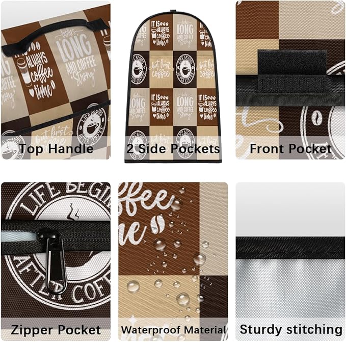 cfpolar Kitchen Aid Mixer Cover Compatible with 6-8 Quarts Coffee Checkered Pattern Stand Mixer Cover Kitchen Aid Mixers Accessories Appliance Organizer