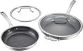 Cuisinart FusionPlus Hybrid Nonstick Stainless Steel Cookware Set 4-Piece Skillet Cooking Set with PFAS-Free PURELYSEAR Ceramic Non Stick Technology Scratch Proof Cool Grip Handles Dishwasher Safe