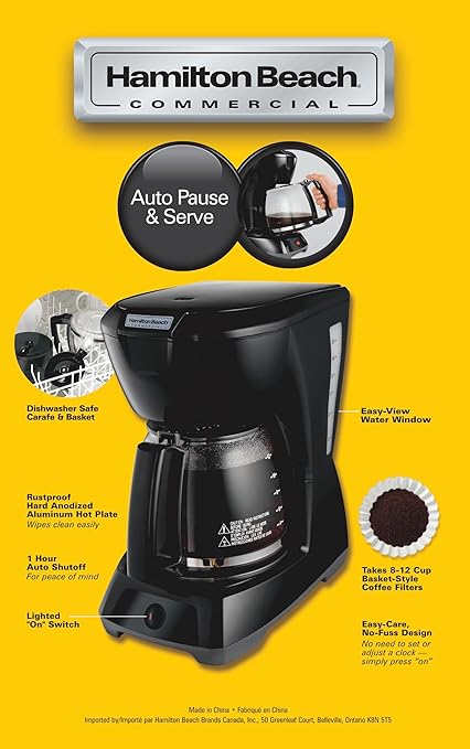 Hamilton Beach Commercial HDC1200 12 Cup Coffeemaker Black with Glass Carafe | Hospitality Rated