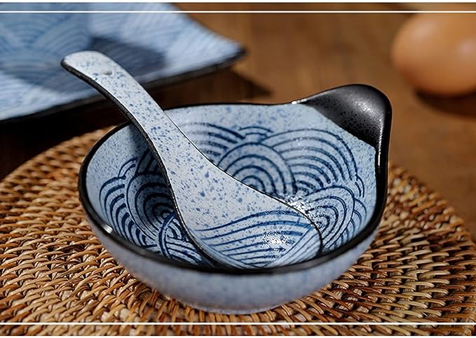 Dinnerware Sets Japanese Restaurant Tableware Tableware Hotel Supplies Simple Ceramic Dishes Creative Restaurant Countertop Four-Piece Set Household Set Bowl and Pl