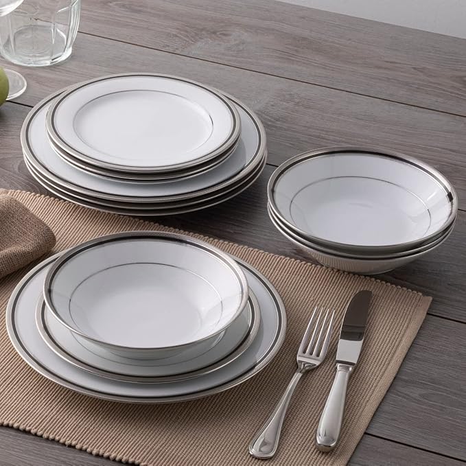 Noritake Austin Platinum 12-Piece Dinnerware Set Service for 4