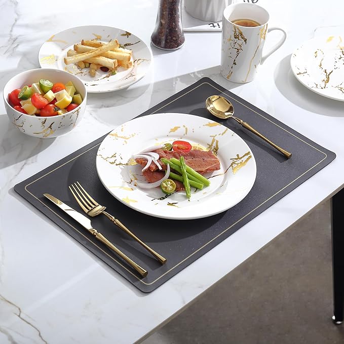 Modern Porcelain 16 Piece White Dinnerware SetPlates and Bowls SetsGold Dish Set for 4White Dinnerware SetDinner Sets with Dinner Plates.