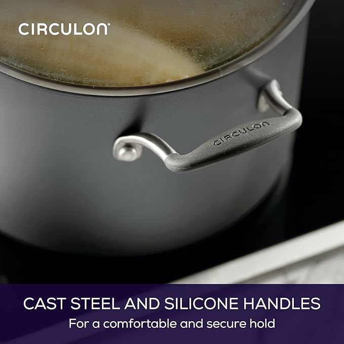 Circulon A1 Series with ScratchDefense Technology Nonstick Induction Stockpot with Lid 8 Quart Graphite