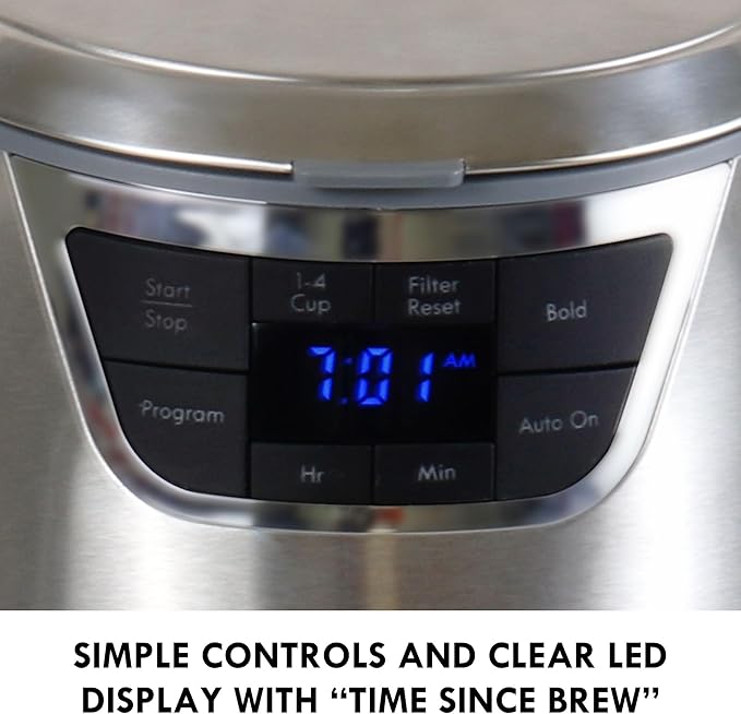 Koolatron Kenmore Elite Drip Coffee Maker - 12-Cup Programmable Coffee Machine With Glass Pot Pause and Pour Auto Shut-Off Large Water Reservoir Reusable Filter Dishwasher Safe Carafe