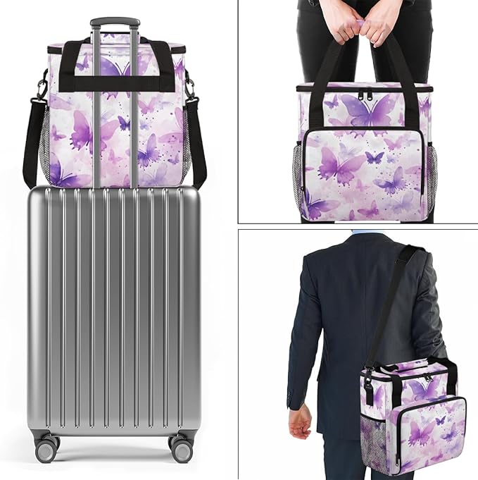 Abstract Butterfly Coffee Maker Carrying Bag Glitter Butterfly Travel Storage Bag Compatible with K-Mini or K-Mini Plus Single Serve Coffee Brewer Carrying Case with Pockets &amp Shoulder Strap