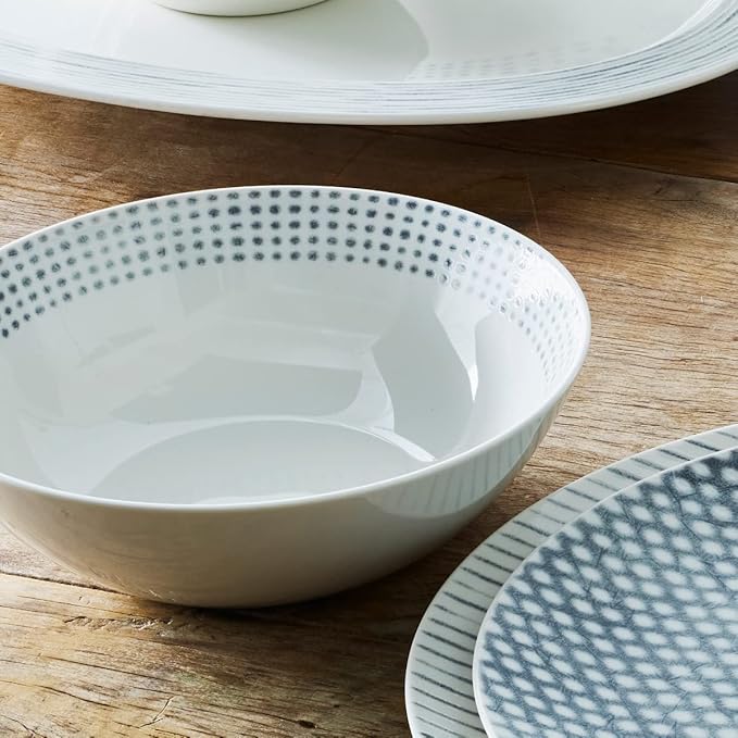 Noritake Grey Hammock 12-Piece Coupe Dinnerware Set Service for 4