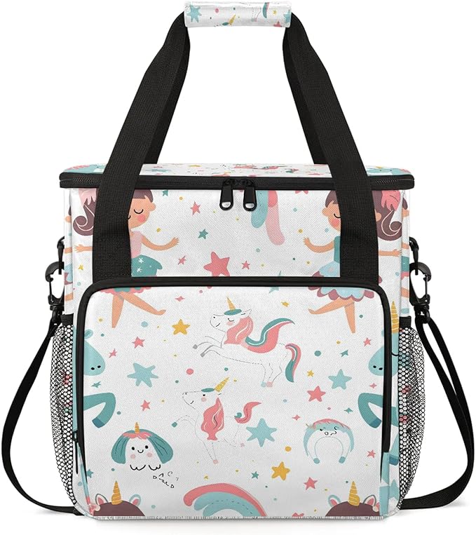 Cute Ballerina Unicorn Coffee Maker Carring Bag Large Insulated Storage Organizer Case Tote Bags with Shoulder Strap for Travel Work Picnic
