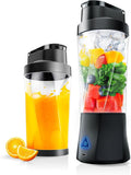 Portable Blender Cordless 24oz. Vessel Personal Blender-for Shakes &amp Smoothies BPA Free Leakproof-Lid &amp Sip Spout USB-C Rechargeable &amp Self Cleaning - Travel with 6 Sharp Blade Blac