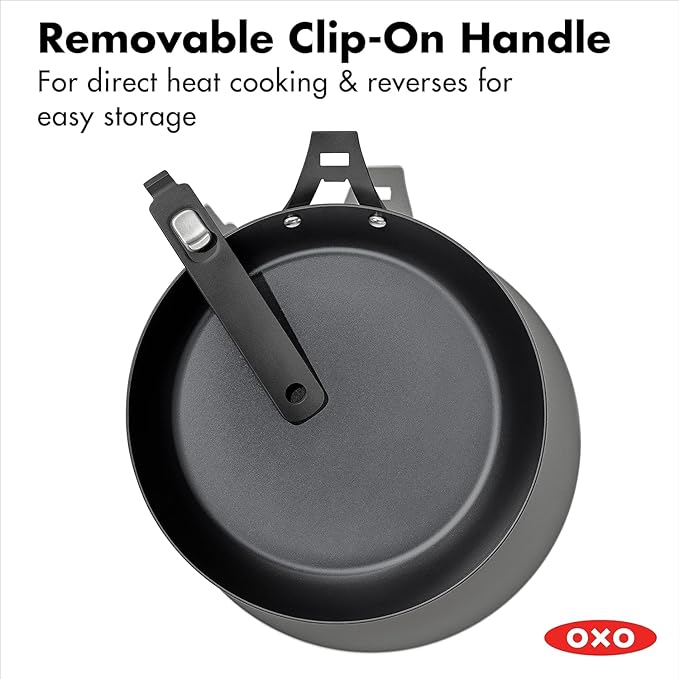 OXO Outdoor Pre-Seasoned Carbon Steel 10 Frying Pan Skillet Detachable Handle for Easy Storage Indoor Use Nonstick with Use Induction SuitableOven &amp Broiler SafeBrowning GrillSearSauteB