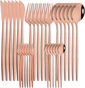 pureza 30Pcs Stainless Steel Black Gold Dinnerware Set - Cutlery Set For Kitchen &amp Dining Table(Rose)