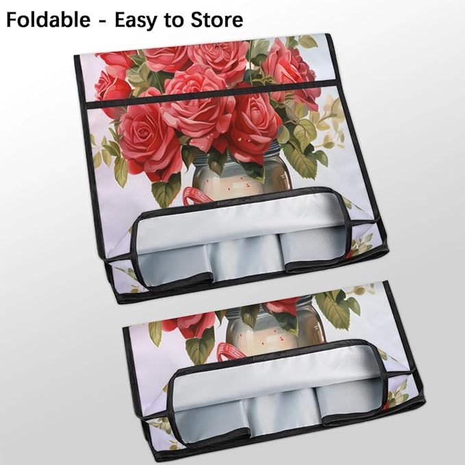Kitchen Aid Mixer Cover Rose Flower Stand Mixer Cover Compatible with 6-8 Quarts Stand Mixers Dust Covers with Zipper Pocket Foldable Washable Kitchen Aid Organizer Bag