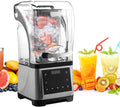 Commercial Blender 60oz Soundproof Quiet Smoothie Blender 1800w High Power with Removable Shield Touch Screen Professional for Shakes Ice Juices Tea with Milk