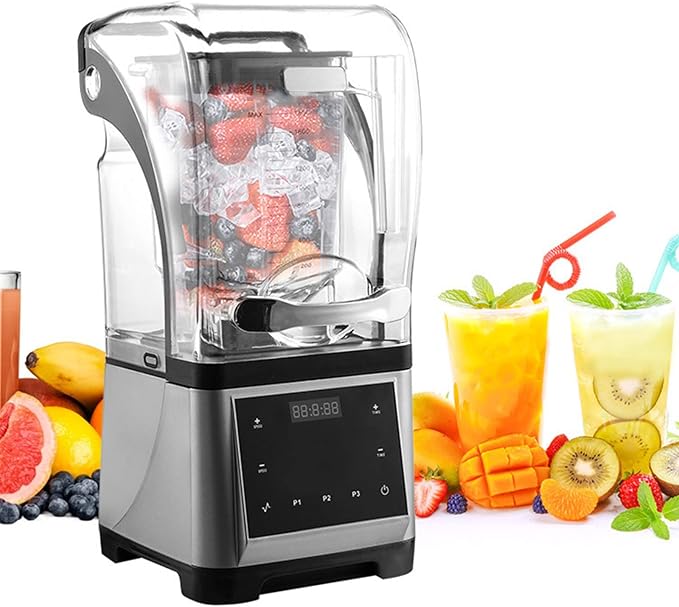 Commercial Blender 60oz Soundproof Quiet Smoothie Blender 1800w High Power with Removable Shield Touch Screen Professional for Shakes Ice Juices Tea with Milk