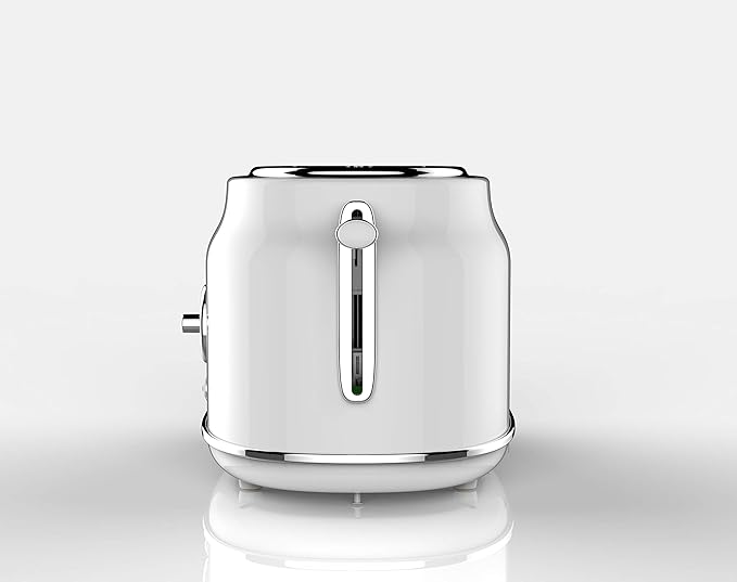 Frigidaire ETO102-WHITE 2 Slice Toaster Retro Style Wide Slot for Bread English Muffins Croissants and Bagels 5 Adjustable Toast Settings Cancel and Defrost 900w White