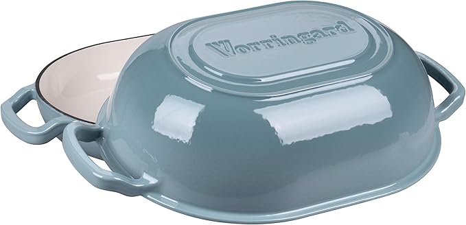Enameled Cast Iron Sourdough Bread Oven Dutch Oven Loaf Cast Iron Bread Pan for Homemade Bread Baking Meatloaf Pan with Lid 7QT Sea Salt