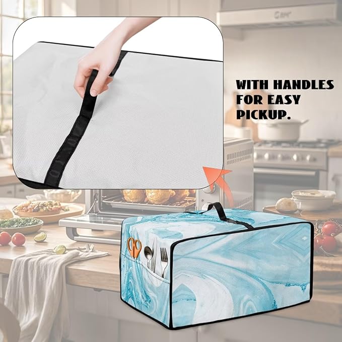 Doojoayie 6 Slice Toaster Cover Bread Machine Cover with Top Handle Design Kitchen Small Appliance Dust Protetor Stain Resistant Universal Fit Marble Print