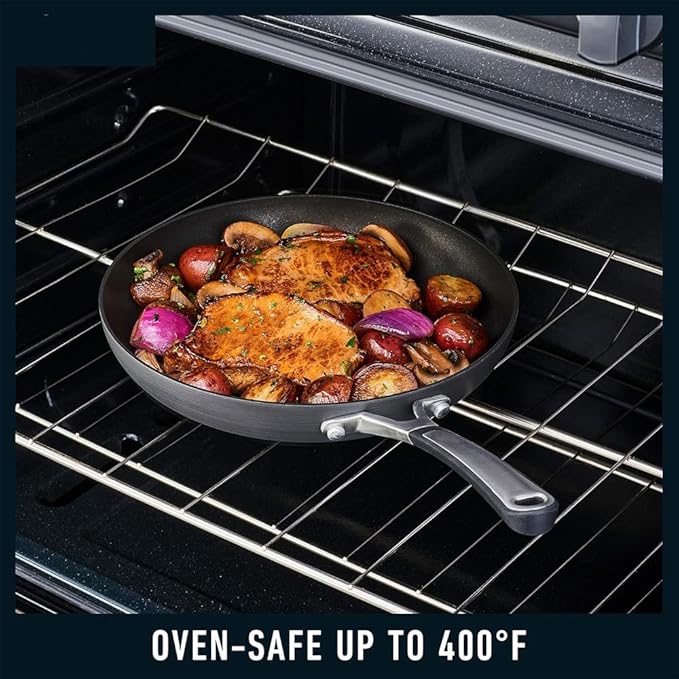 10 Piece Non Stick Kitchen Cookware Set Black Pots Pans with Stay Cool Stainless Steel Handles Hard Anodized Aluminum10 PcOne