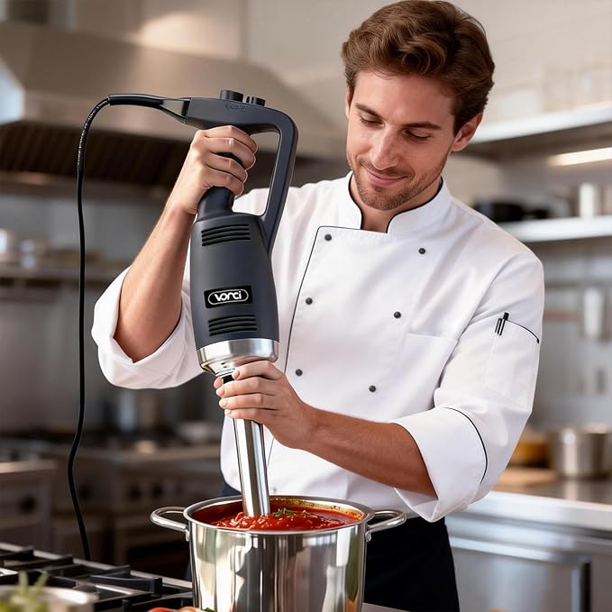 VONCI 750W Commercial Immersion Blender Extra Heavy Duty Hand Blender with Variable Speed 8000-19000RPM Handheld Stick Mixer with 22 SUS 304 Shaft Commercial Emulsifier for Restaurant Kitchen.