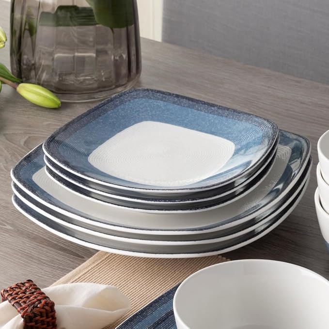 Noritake Colorscapes Layers Navy 12-Piece Square Dinnerware Set Service for 4