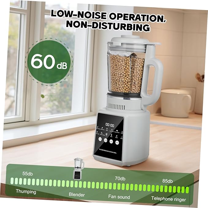 110v High-speed Blender for Smoothies and Juices Non-stick Food Processor with Self-cleaning Function Quiet Operation Touch Display for Home and Kitchen Use