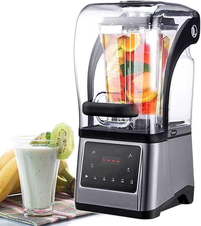 Commercial Smoothie Blender With Digital Display | 2200W Fast Blending Blender For Crushing Ice 1.6 L Cup + Sound Enclosure For Smoothies Ice Crushing Cocktail Nut Butter
