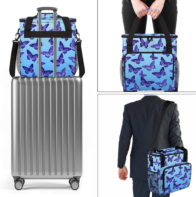 Watercolor Butterfly Coffee Maker Carrying Bag Dreamy Butterfly Travel Storage Bag Compatible with K-Mini or K-Mini Plus Single Serve Coffee Brewer Carrying Case with Pockets &amp Shoulder Strap