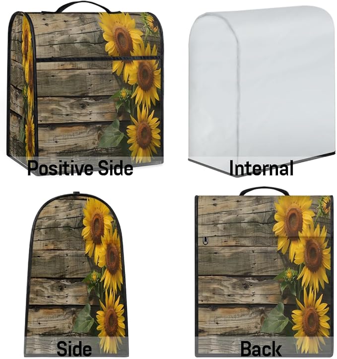 cfpolar Kitchen Aid Mixer Cover Compatible with 6-8 Quarts Board Yellow Sunflower Stand Mixer Cover Kitchen Aid Mixers Accessories Appliance Organizer Bag Dust Covers with Zipper Pocket