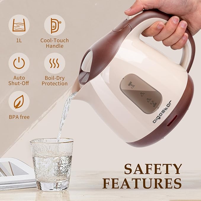 Aigostar Toaster 2 Slice Retro Extra-Wide Slot Toasters and Small Electric Kettle 1L Portable Electric Tea Kettle 1100W
