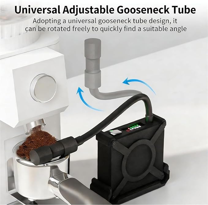 Adjustable Gooseneck Coffee Machine with Anti-static Powder Splash-proof Ground Coffee Plasma Generator &amp Power Display - Perfect for Precision Grinding