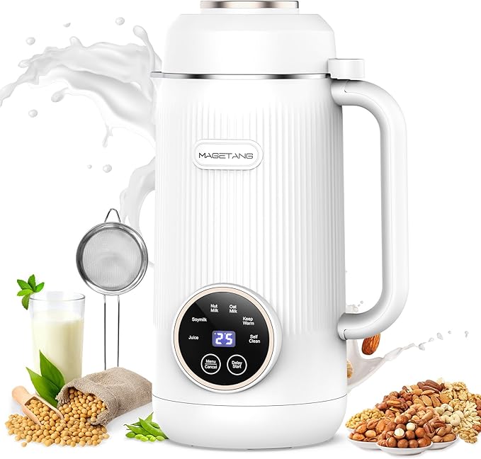 7 in 1 Nut Milk Maker Machine 28oz Automatic Milk Maker for Homemade Coconut Oat Soy Plant-Based Milk Juice with 18H Delay Start/6H Keep Warm/Self Cleaning (Cream)