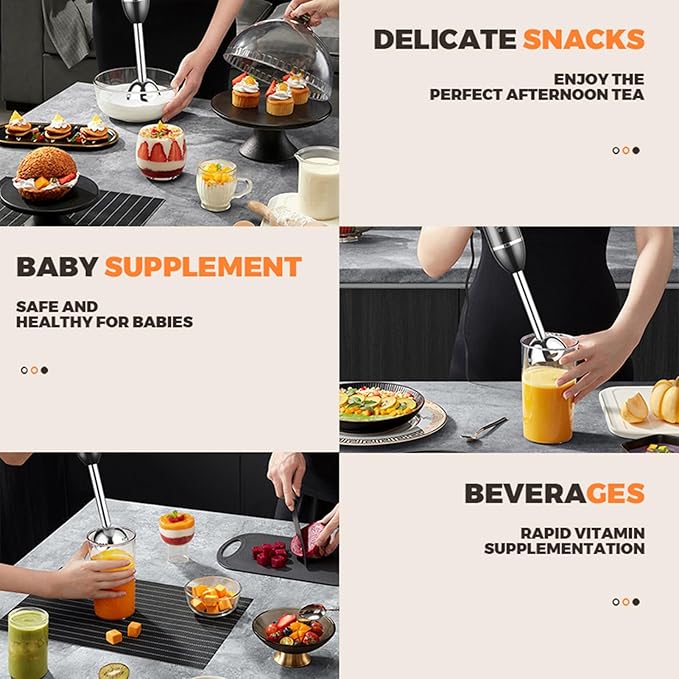 Hand Blender Easy to Use 220-240v 50/60hz Immersion Blender Electric Handheld Mixer Portable Stick Mixer with Stainless Steel Blades for Soup Smoothíe Puree Babý Food