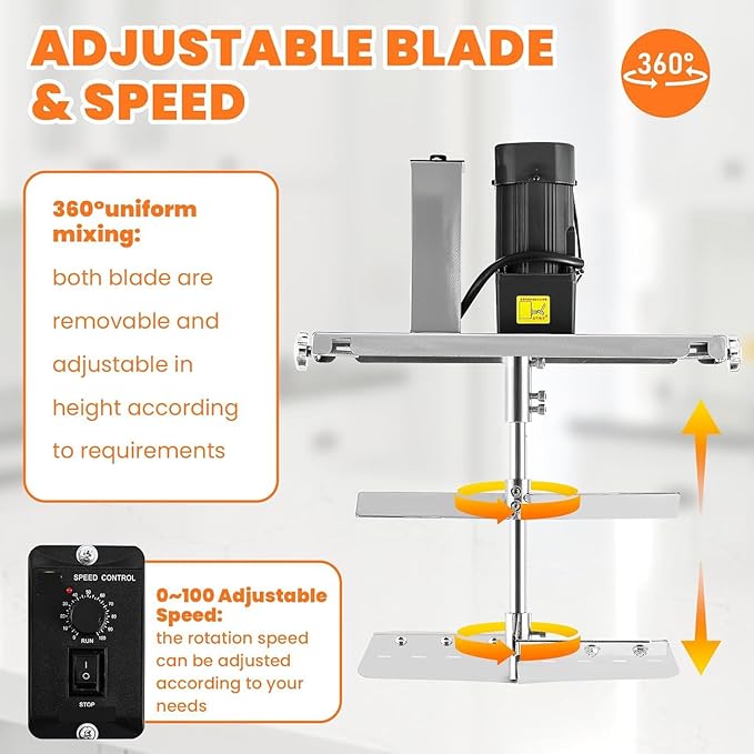 Electric Automatic Stirrer Mixer 50L Capacity with 4-Blade Scraper Adjustable Speed for Efficient Food Mixing Ideal Kitchen Tool for Cooking and Baking