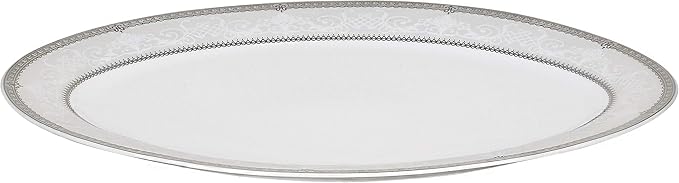 Misc 57-Piece Porcelain Dinnerware Set with Silver Accent Banded Traditional Oval Dishwasher Safe