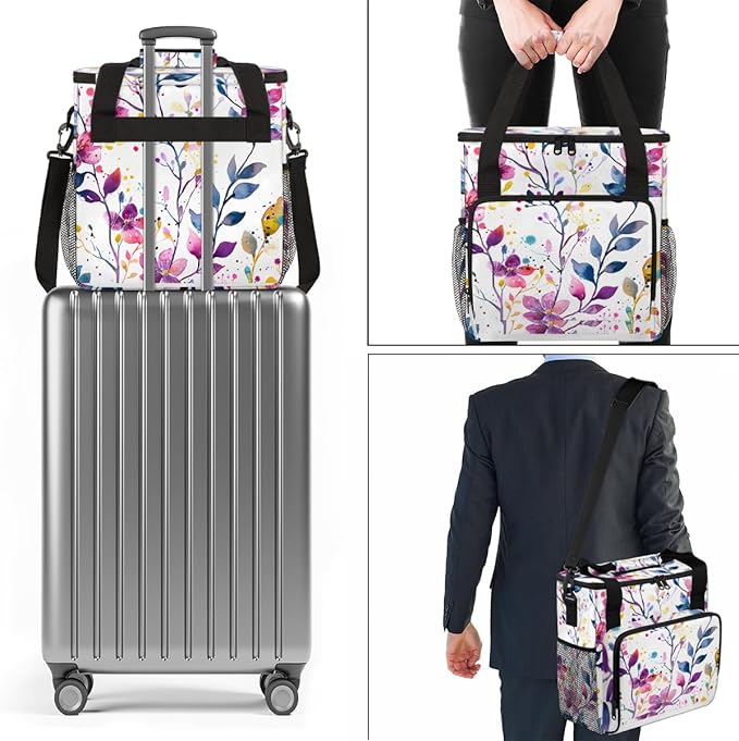 Wild Flower Coffee Maker Carrying Bag Portable Travel Storage Tote Bag Compatible with K-Mini or K-Mini Plus Single Serve Coffee Brewer Carrying Case with Multiple Pockets &amp Shoulder Strap