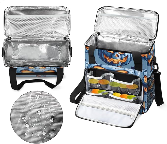 Halloween Pumpkin Coffee Maker Carrying Bag Glowing Pumpkin Travel Storage Bag Compatible with K-Mini or K-Mini Plus Single Serve Coffee Brewer Carrying Case with Multiple Pockets &amp Shoulder Str
