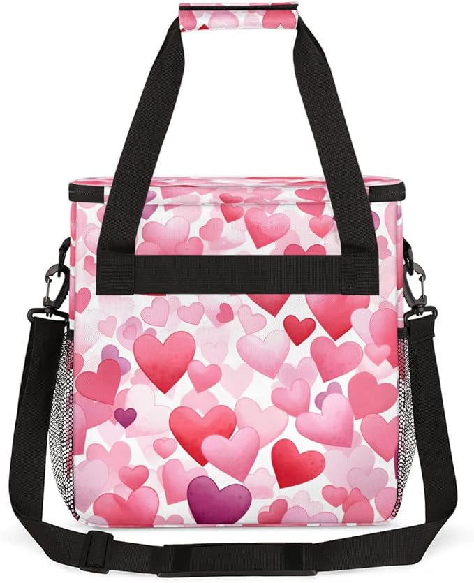Light Pink Heart Coffee Maker Carrying Bag Portable Travel Storage Tote Bag Compatible with K-Mini or K-Mini Plus Single Serve Coffee Brewer Carrying Case with Multiple Pockets &amp Shoulder Strap