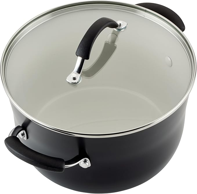 Rachael Ray Cucina Ceramic Cookware Set - 13 Pieces - Ceramic Pots and Pans Set w/Nonstick Frying Pans Saute Pan Saucepans Stockpot Lids Pan Protectors &amp Cooking Utensils - Peppercorn